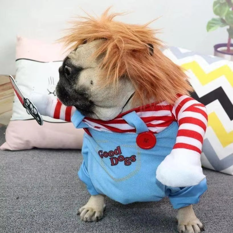 Funny Pet Puppy Clothes Halloween Pet Dog Costumes Comical Outfits Holding Knife Set Lovely Pet Cat Dogs Festival Party Clothing