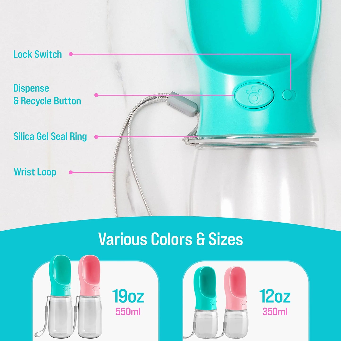 Portable Dog Water Bottle Travel Outdoor Pet Drinker Leak Proof Dog Bowl Walking Drinking Cat Drinking Bowl Dog Supplies