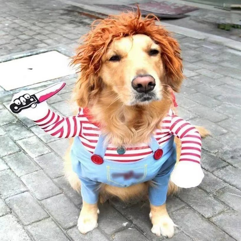 Funny Pet Puppy Clothes Halloween Pet Dog Costumes Comical Outfits Holding Knife Set Lovely Pet Cat Dogs Festival Party Clothing
